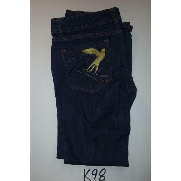 Dear AB Blue Jeans Size 10 Gold Bird Womens -0713K98 - Picture 2 of 2